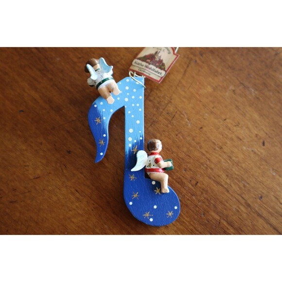 KAETHE WOHLFAHRT Wooden Music Note Star Ornament Angels Christmas Germany Vtg - Picture 4 of 10